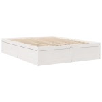 vidaXL Pat cu saltea, alb, 140x200 cm, lemn masiv pin