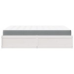 vidaXL Pat cu saltea, alb, 140x200 cm, lemn masiv pin