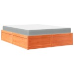 vidaXL Pat cu saltea, maro ceruit, 140x200 cm, lemn masiv pin vidaXL Pat cu saltea, maro ceruit, 140x200 cm, lemn masiv pin
