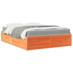 vidaXL Pat cu saltea, maro ceruit, 140x200 cm, lemn masiv pin vidaXL Pat cu saltea, maro ceruit, 140x200 cm, lemn masiv pin