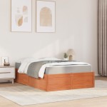 vidaXL Pat cu saltea, maro ceruit, 120x200 cm, lemn masiv pin vidaXL Pat cu saltea, maro ceruit, 120x200 cm, lemn masiv pin