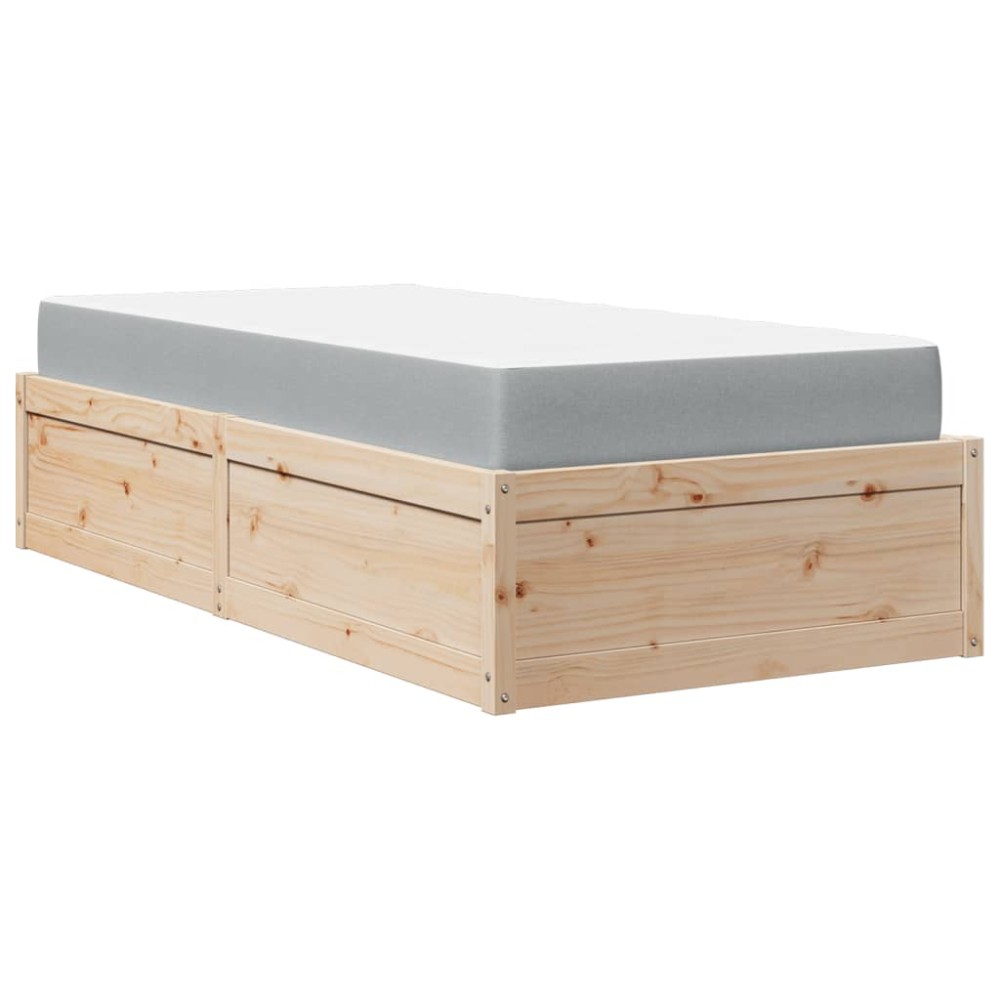 vidaXL Pat cu saltea, 100x200 cm, lemn masiv pin
