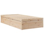 vidaXL Pat cu saltea, 90x200 cm, lemn masiv pin
