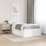 vidaXL Pat cu saltea, alb, 90x200 cm, lemn masiv pin