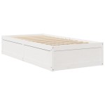vidaXL Pat cu saltea, alb, 90x200 cm, lemn masiv pin