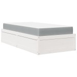 vidaXL Pat cu saltea, alb, 90x190 cm, lemn masiv pin