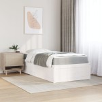vidaXL Pat cu saltea, alb, 90x190 cm, lemn masiv pin