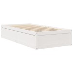 vidaXL Pat cu saltea, alb, 90x190 cm, lemn masiv pin