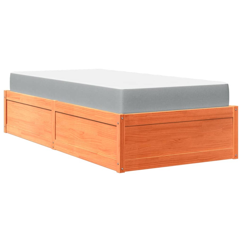 vidaXL Pat cu saltea, maro ceruit, 90x190 cm, lemn masiv pin