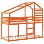 vidaXL Pat supraetajat cu acoperiș maro ceruit 80x200cm lemn masiv pin vidaXL Pat supraetajat cu acoperiș maro ceruit 80x200cm lemn masiv pin