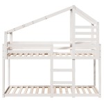 vidaXL Pat supraetajat cu acoperiș, alb, 90x190 cm, lemn masiv de pin vidaXL Pat supraetajat cu acoperiș, alb, 90x190 cm, lemn masiv de pin