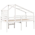 vidaXL Pat înalt cu acoperiș, alb, 80x200 cm, lemn masiv de pin