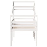 vidaXL Pat înalt cu acoperiș, alb, 90x200 cm, lemn masiv de pin