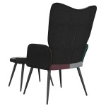 vidaXL Scaun de relaxare cu taburet, textil, petice