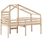 vidaXL Pat înalt cu acoperiș, 90x190 cm, lemn masiv de pin vidaXL Pat înalt cu acoperiș, 90x190 cm, lemn masiv de pin