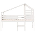 vidaXL Pat înalt cu acoperiș, alb, 75x190 cm, lemn masiv de pin