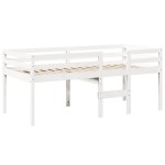 vidaXL Pat înalt cu acoperiș, alb, 75x190 cm, lemn masiv de pin