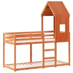 vidaXL Pat supraetajat cu acoperiș maro ceruit 80x200cm lemn masiv pin vidaXL Pat supraetajat cu acoperiș maro ceruit 80x200cm lemn masiv pin