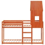 vidaXL Pat supraetajat cu acoperiș maro ceruit 80x200cm lemn masiv pin vidaXL Pat supraetajat cu acoperiș maro ceruit 80x200cm lemn masiv pin