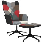 vidaXL Scaun de relaxare cu taburet, textil, petice