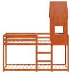 vidaXL Pat supraetajat cu acoperiș maro ceruit 75x190cm lemn masiv pin vidaXL Pat supraetajat cu acoperiș maro ceruit 75x190cm lemn masiv pin