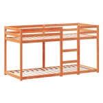 vidaXL Pat supraetajat cu acoperiș maro ceruit 75x190cm lemn masiv pin vidaXL Pat supraetajat cu acoperiș maro ceruit 75x190cm lemn masiv pin