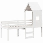 vidaXL Pat înalt cu acoperiș, alb, 80x200 cm, lemn masiv de pin vidaXL Pat înalt cu acoperiș, alb, 80x200 cm, lemn masiv de pin