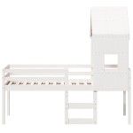 vidaXL Pat înalt cu acoperiș, alb, 80x200 cm, lemn masiv de pin vidaXL Pat înalt cu acoperiș, alb, 80x200 cm, lemn masiv de pin
