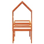 vidaXL Pat înalt cu acoperiș, maro ceruit, 75x190 cm, lemn masiv pin