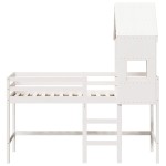 vidaXL Pat etajat cu scară și acoperiș, alb, 90x190 cm, lemn masiv pin vidaXL Pat etajat cu scară și acoperiș, alb, 90x190 cm, lemn masiv pin