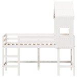 vidaXL Pat etajat cu scară și acoperiș, alb, 90x190 cm, lemn masiv pin vidaXL Pat etajat cu scară și acoperiș, alb, 90x190 cm, lemn masiv pin