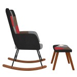 vidaXL Scaun balansoar cu taburet, material textil, petice vidaXL Scaun balansoar cu taburet, material textil, petice