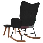 vidaXL Scaun balansoar cu taburet, material textil, petice vidaXL Scaun balansoar cu taburet, material textil, petice