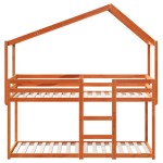 vidaXL Pat supraetajat cu acoperiș maro ceruit 80x200cm lemn masiv pin vidaXL Pat supraetajat cu acoperiș maro ceruit 80x200cm lemn masiv pin