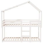 vidaXL Pat supraetajat cu acoperiș, alb, 90x190 cm, lemn masiv de pin vidaXL Pat supraetajat cu acoperiș, alb, 90x190 cm, lemn masiv de pin