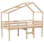 vidaXL Pat înalt cu acoperiș, 90x200 cm, lemn masiv de pin