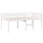 vidaXL Pat înalt cu acoperiș, alb, 90x200 cm, lemn masiv de pin