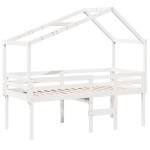 vidaXL Pat înalt cu acoperiș, alb, 80x200 cm, lemn masiv de pin
