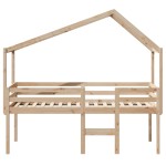 vidaXL Pat înalt cu acoperiș, 90x190 cm, lemn masiv de pin