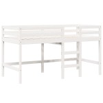 vidaXL Pat înalt cu acoperiș, alb, 90x190 cm, lemn masiv de pin