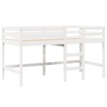 vidaXL Pat etajat cu scară și acoperiș, alb, 80x200 cm, lemn masiv pin vidaXL Pat etajat cu scară și acoperiș, alb, 80x200 cm, lemn masiv pin