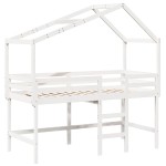 vidaXL Pat etajat cu scară și acoperiș, alb, 90x190 cm, lemn masiv pin vidaXL Pat etajat cu scară și acoperiș, alb, 90x190 cm, lemn masiv pin