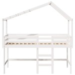 vidaXL Pat etajat cu scară și acoperiș, alb, 90x190 cm, lemn masiv pin vidaXL Pat etajat cu scară și acoperiș, alb, 90x190 cm, lemn masiv pin