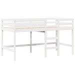 vidaXL Pat etajat cu scară și acoperiș, alb, 90x190 cm, lemn masiv pin vidaXL Pat etajat cu scară și acoperiș, alb, 90x190 cm, lemn masiv pin