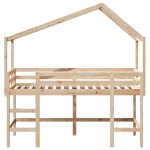vidaXL Pat etajat cu scară și acoperiș, alb, 90x200 cm, lemn masiv pin vidaXL Pat etajat cu scară și acoperiș, alb, 90x200 cm, lemn masiv pin