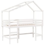 vidaXL Pat etajat cu scară și acoperiș, alb, 80x200 cm, lemn masiv pin vidaXL Pat etajat cu scară și acoperiș, alb, 80x200 cm, lemn masiv pin
