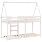 vidaXL Pat supraetajat cu acoperiș, alb, 80x200 cm, lemn masiv de pin vidaXL Pat supraetajat cu acoperiș, alb, 80x200 cm, lemn masiv de pin