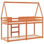 vidaXL Pat supraetajat cu acoperiș maro ceruit 90x190cm lemn masiv pin