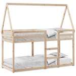 vidaXL Pat supraetajat cu acoperiș, alb, 75x190 cm, lemn masiv de pin vidaXL Pat supraetajat cu acoperiș, alb, 75x190 cm, lemn masiv de pin