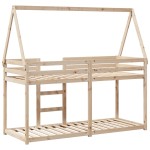 vidaXL Pat supraetajat cu acoperiș, alb, 75x190 cm, lemn masiv de pin vidaXL Pat supraetajat cu acoperiș, alb, 75x190 cm, lemn masiv de pin